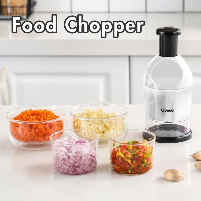 Geedel Manual Food Chopper – Pull Cord Vegetable & Fruit Cutter for Kitchen Prep